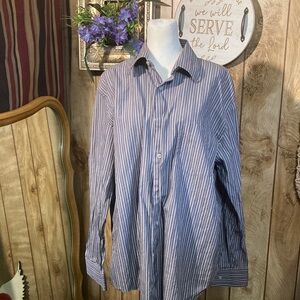 Perry Ellis Navy Striped Casual Shirt